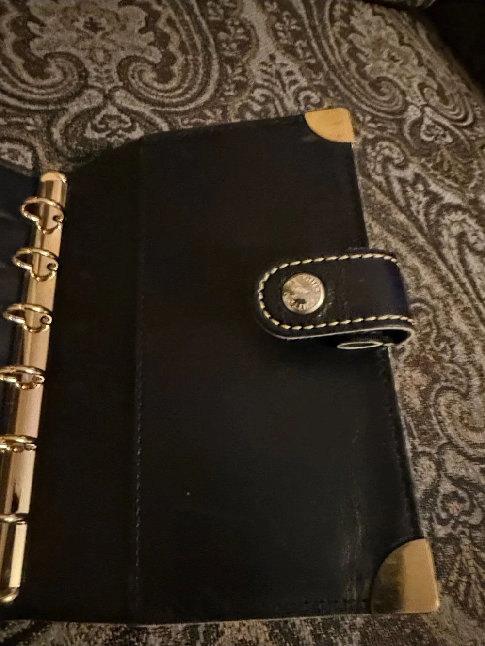 Louis Vuitton Black agenda  with Gold Accents
